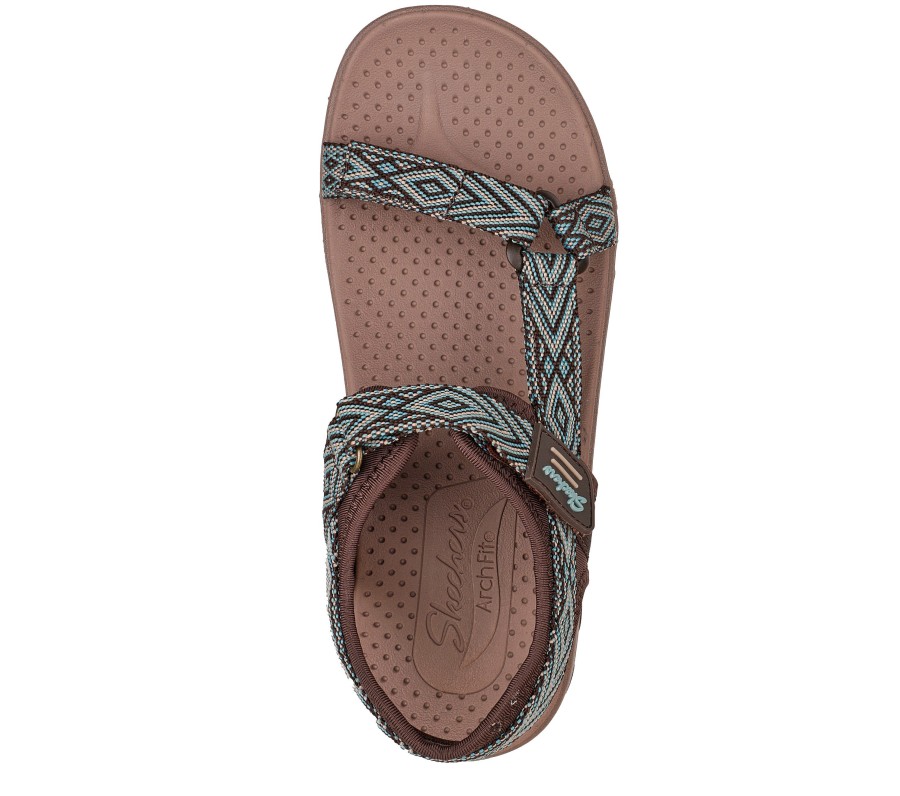 SKECHERS Arch Fit Reggae - Grounded Chocolate / Teal Sandals