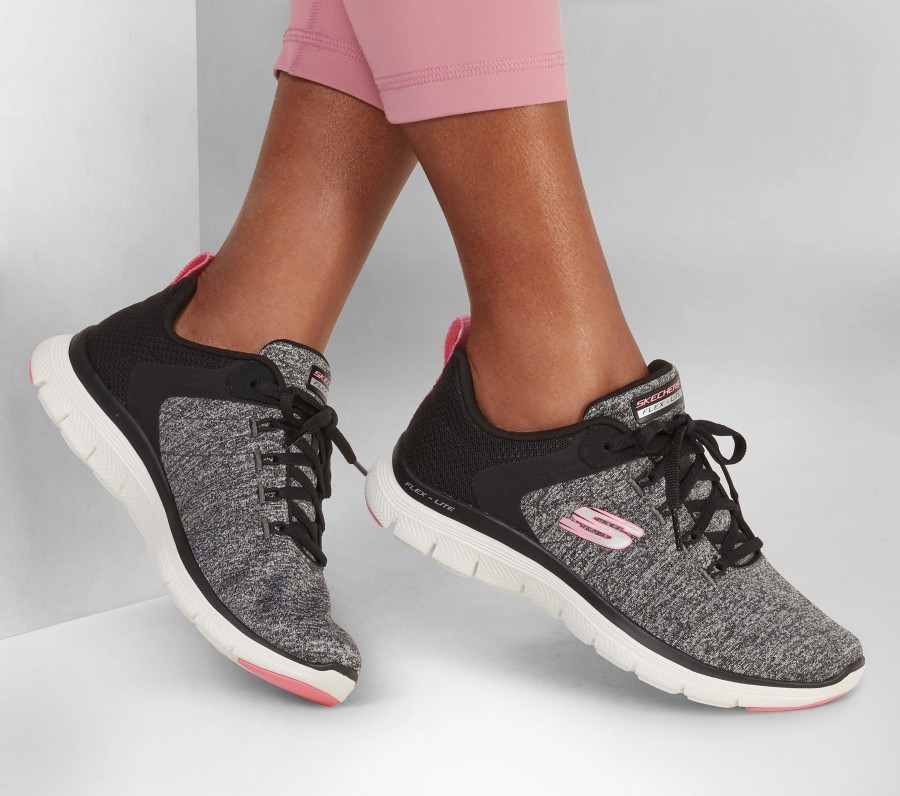 SKECHERS Flex Appeal 4.0 Black / Pink Lace Up