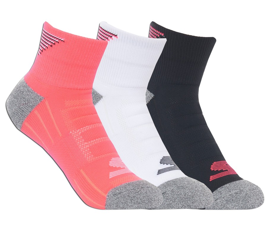 SKECHERS 3 Pack Half Terry Athletic Socks Pink / Black Accessories