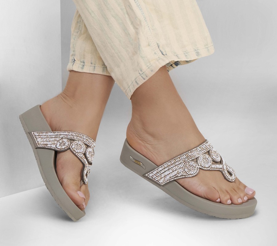 SKECHERS Arch Fit Vinyasa - Love 2 Sparkle Taupe / Pink Sandals