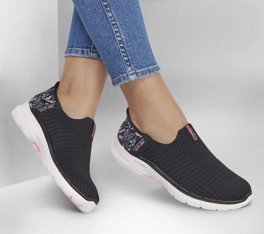 SKECHERS Skechers Slip-Ins: Go Walk 6 - Tropical Bay Black / Pink Slip-Ons