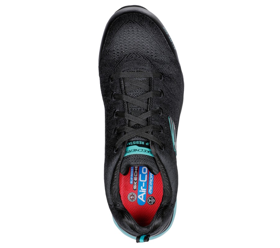 SKECHERS Work: Glide-Step Sr - Adilly Alloy Toe Black / Teal Work & Safety