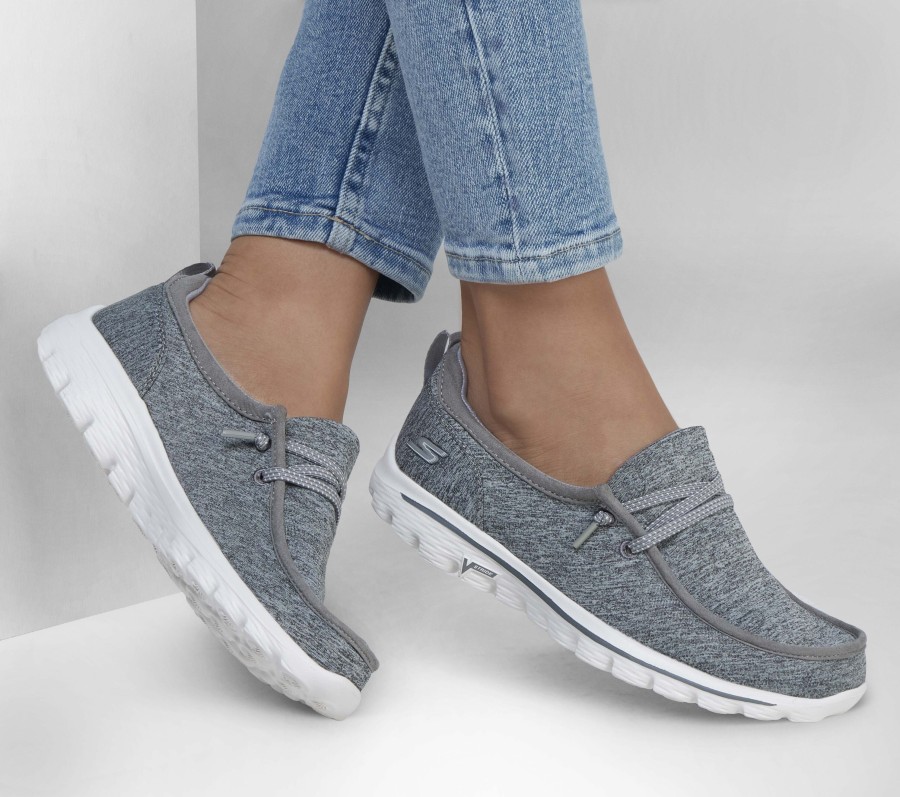 SKECHERS Go Walk 2 - Spring Fun Gray Slip-Ons