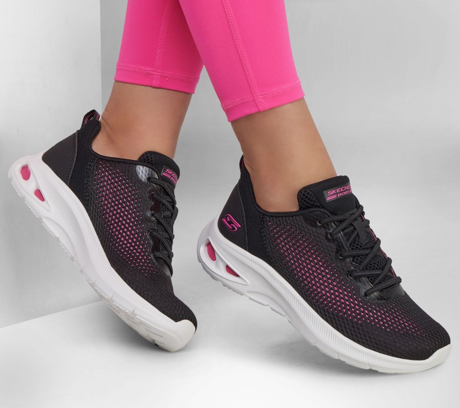 SKECHERS Bobs Unity - Hint Of Color Black / Hot Pink Slip-Ons