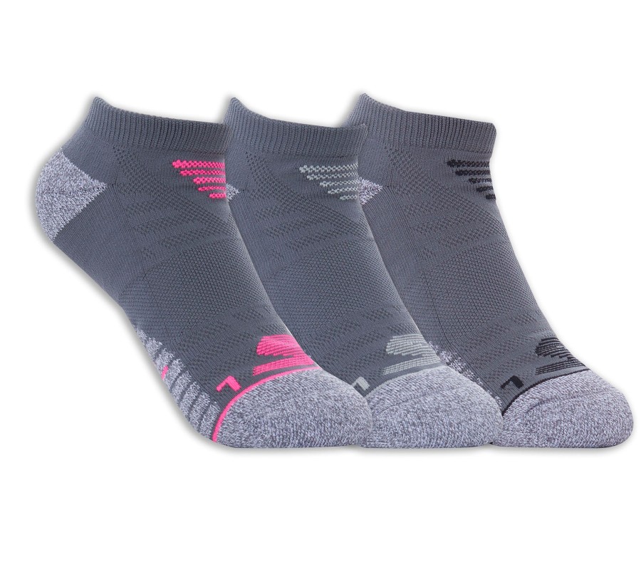 SKECHERS 3 Pack No Show Microfiber Socks Gray Accessories