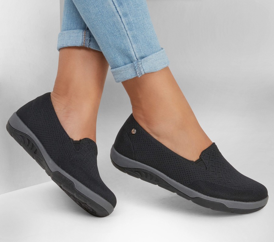 SKECHERS Relaxed Fit: Arch Fit Reggae Cup - Rivers Black Slip-Ons