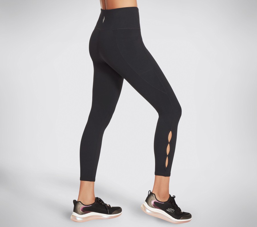 SKECHERS Diamond Slit Hw 7/8 Legging Black Bottoms