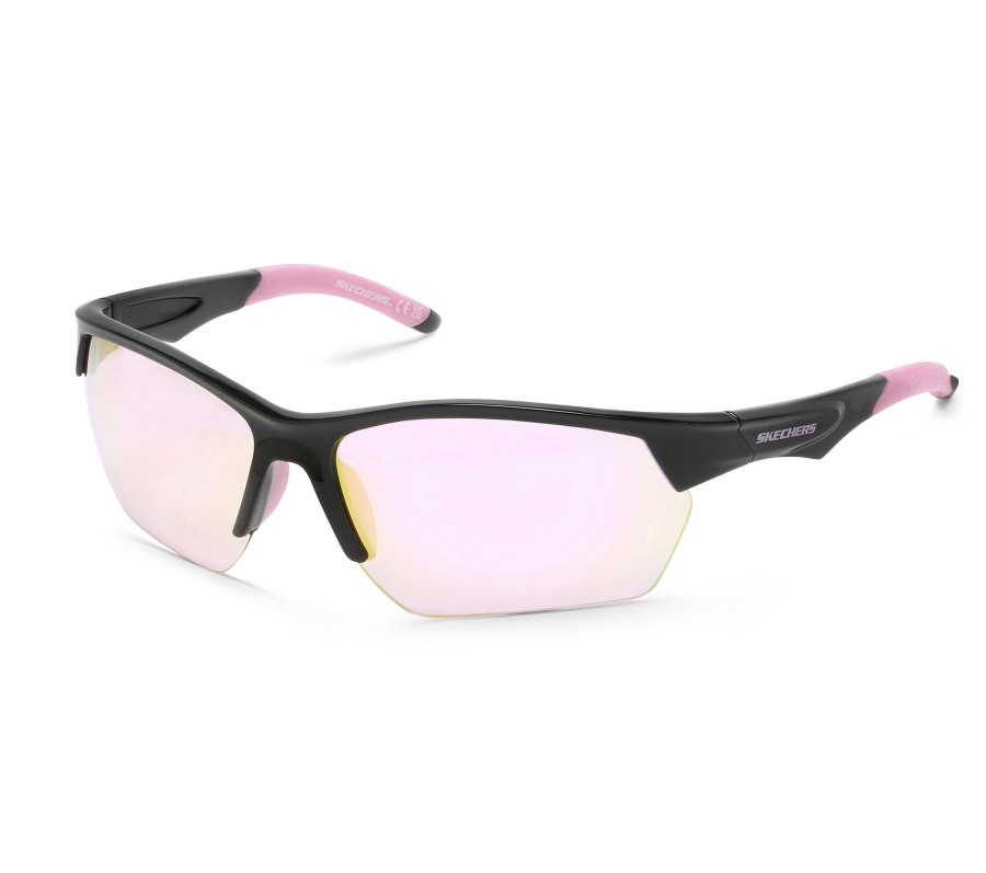 SKECHERS Semi-Rimless Sport Wrap Sunglasses Black Accessories