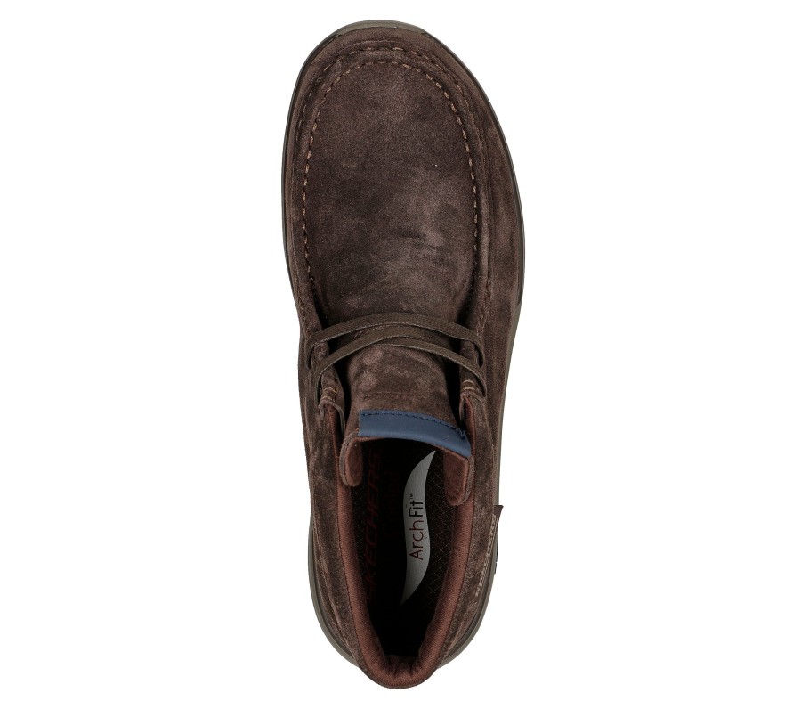 SKECHERS Relaxed Fit: Arch Fit Melo - Otero Chocolate Lace Up Oxfords