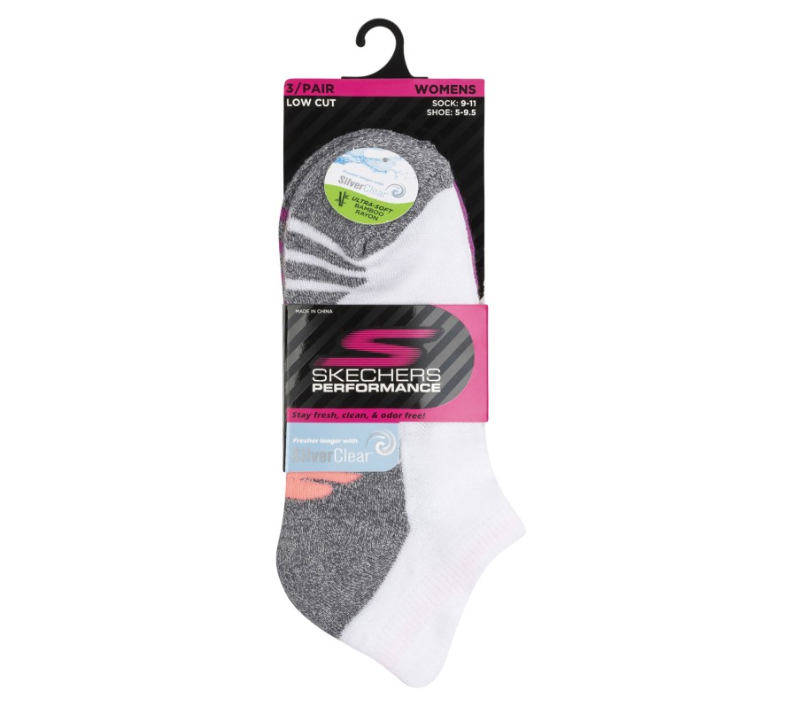 SKECHERS Terry Low Cut Socks - 3 Pack Pink Accessories