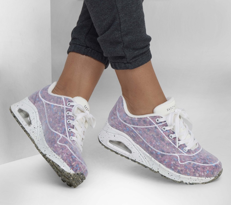 SKECHERS Uno - Planet-Airy White / Multi Wedges