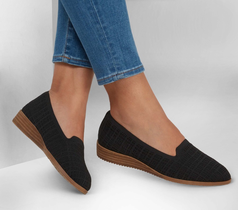 SKECHERS Cleo Sawdust Black Slip-Ons