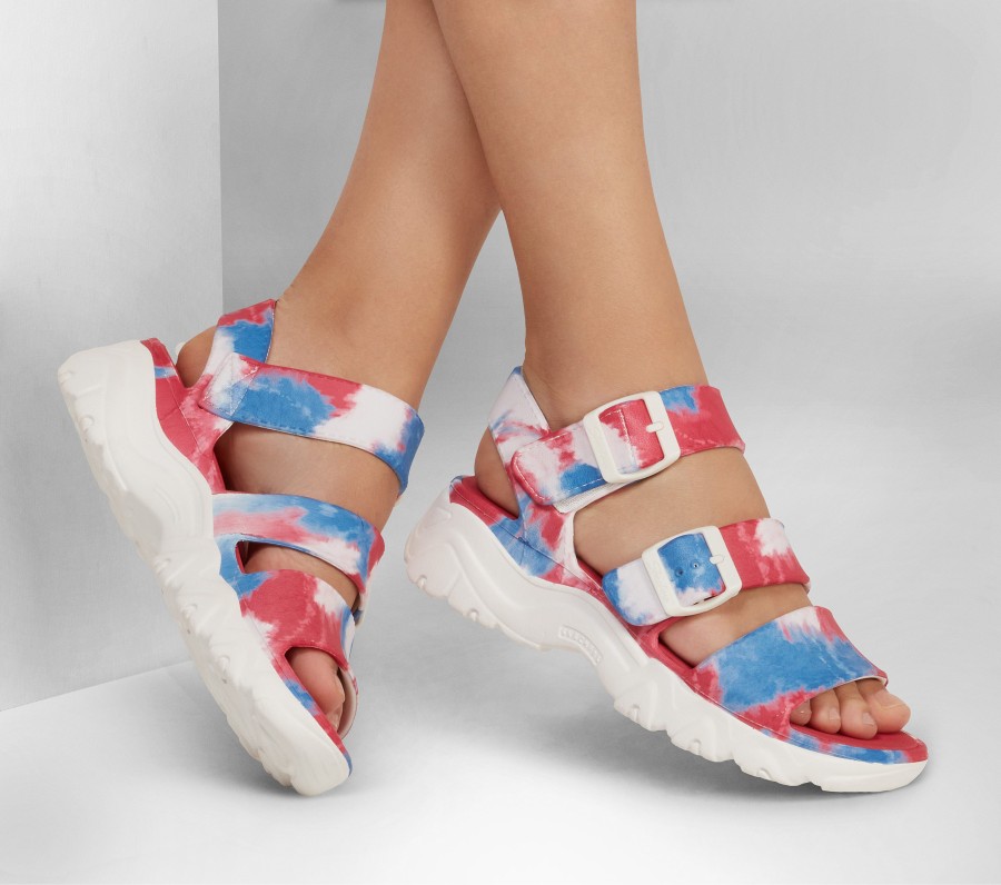 SKECHERS Foamies: D'Lites 2 - Miss Independent White / Blue Sandals