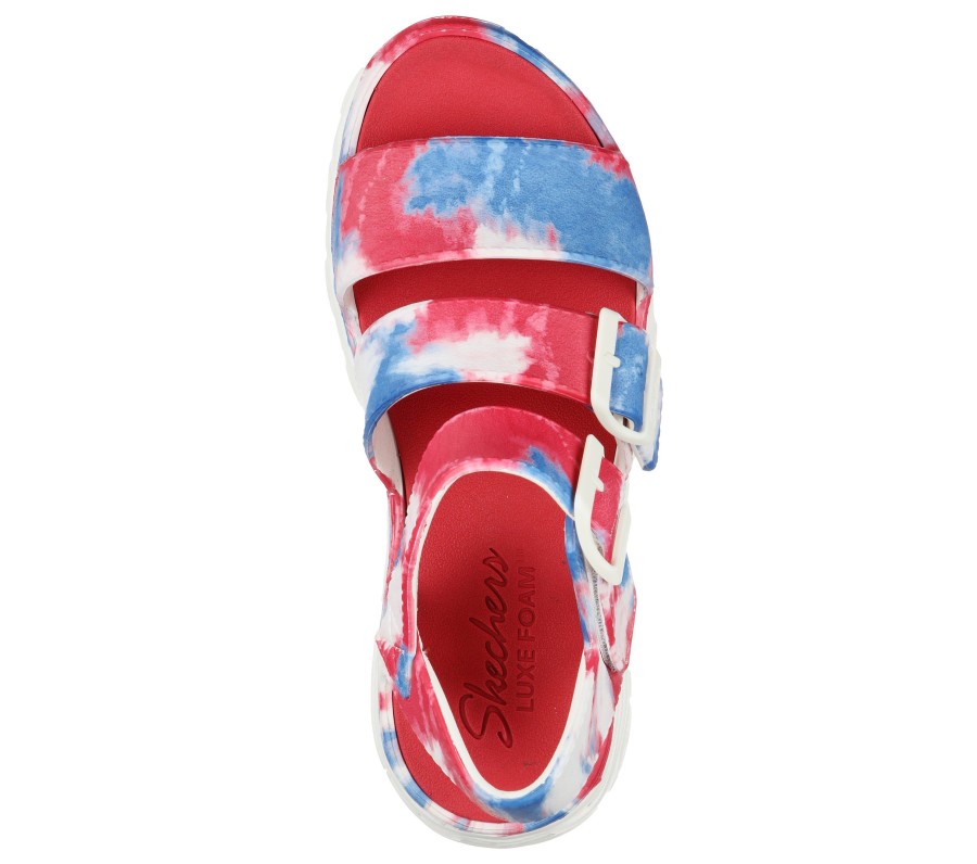 SKECHERS Foamies: D'Lites 2 - Miss Independent White / Blue Sandals