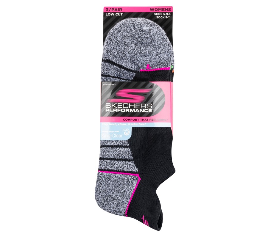 SKECHERS Low Cut Mesh Tab Performance Socks - 3 Pack Black Accessories