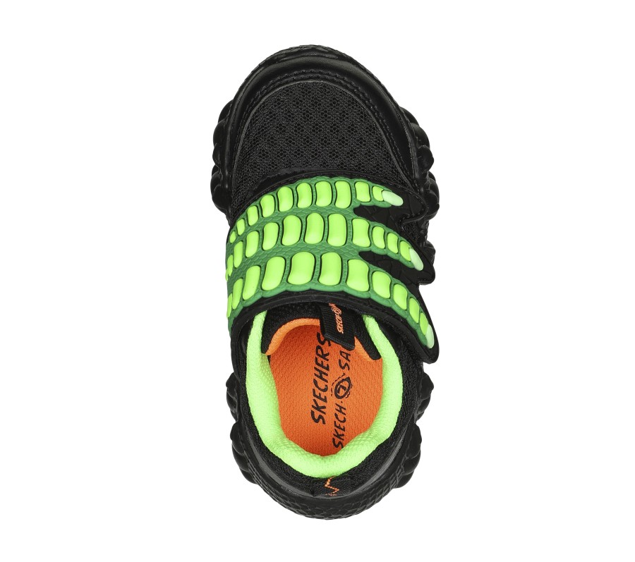 SKECHERS Lil 'Saurus - Claw Hunter Black / Lime Casual Sneakers