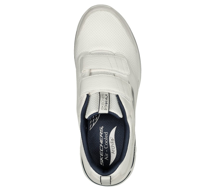 SKECHERS Go Walk Arch Fit - Preserve White / Navy Athletic Sneakers