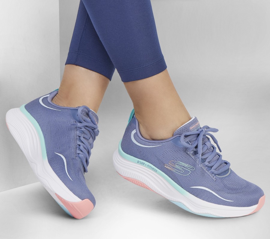 SKECHERS Relaxed Fit: D'Lux Fitness Slate / Pink Lace Up