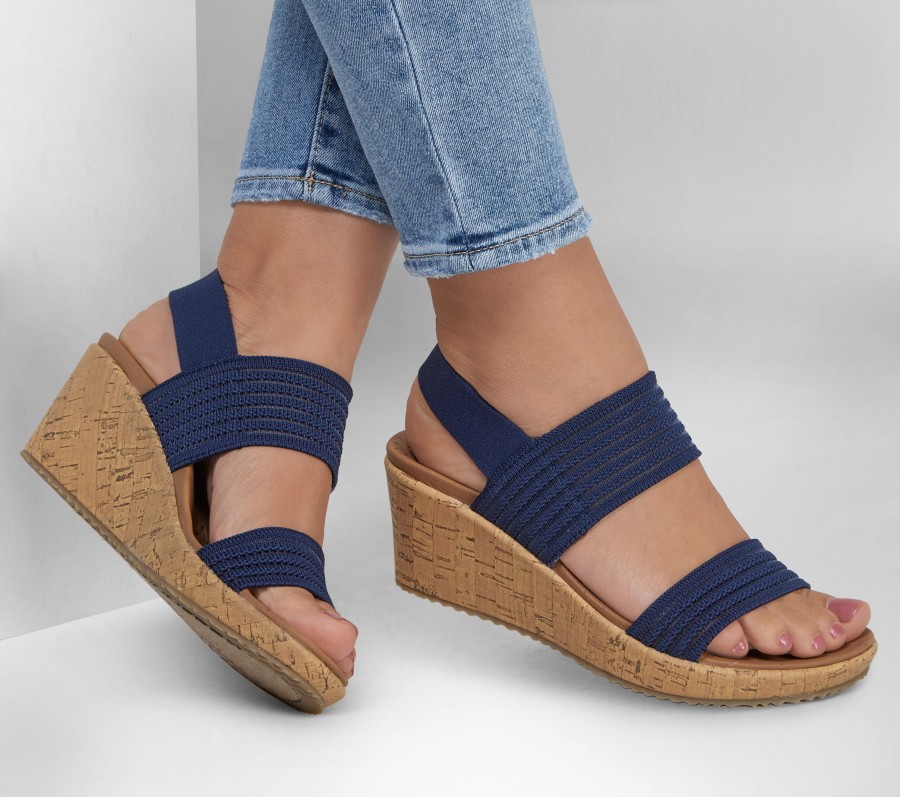 SKECHERS Beverlee - Sheer Glow Navy Wedges