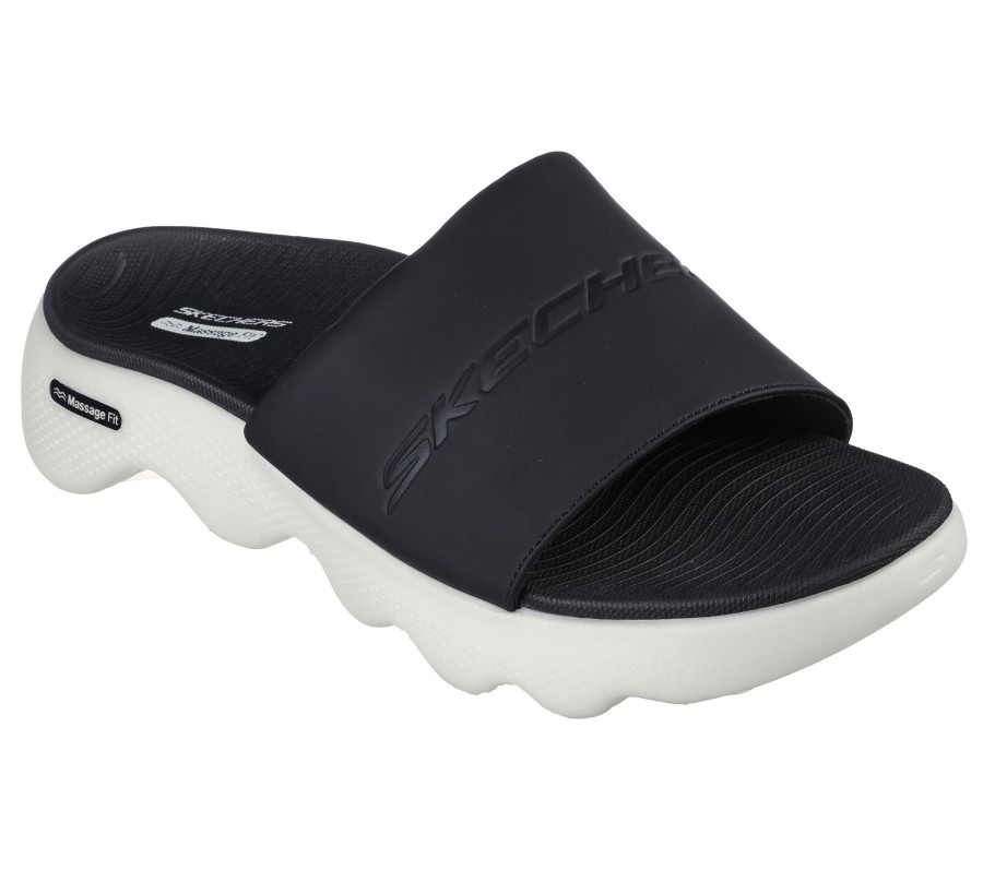 SKECHERS Go Walk Massage Fit - Kneaded Relief Black / White Sandals