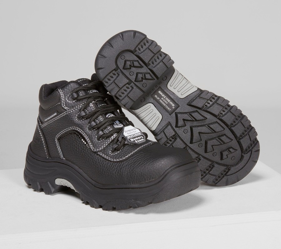 SKECHERS Work: Burgin - Coralrow Comp Toe Black Work & Safety