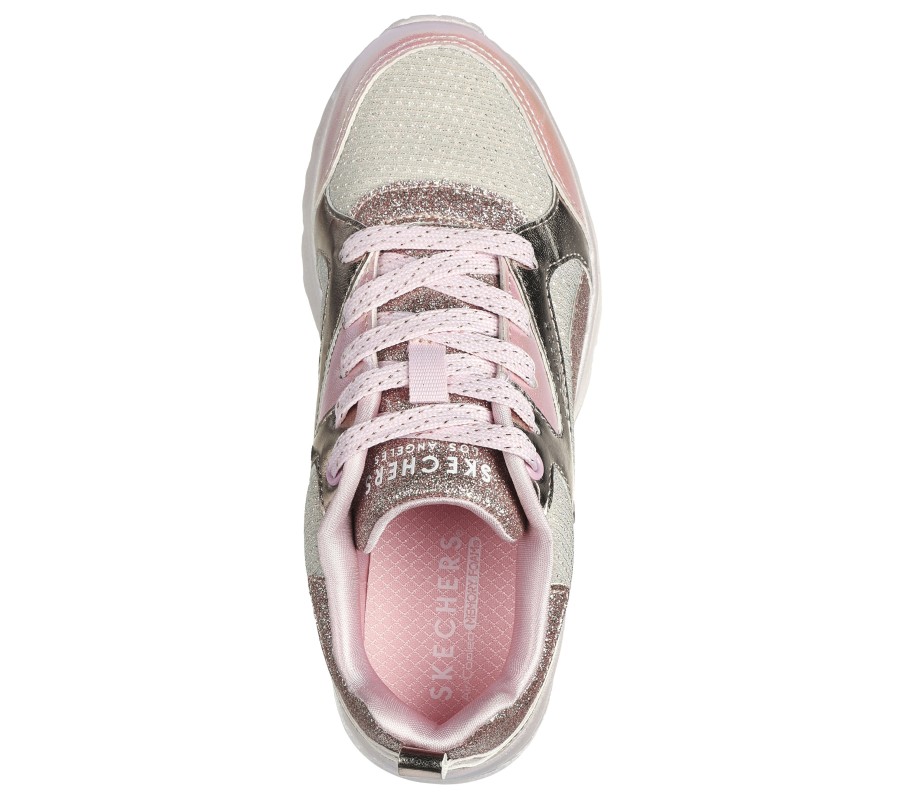 SKECHERS Uno Lite - Metallic Steps Rosegold Lace Up