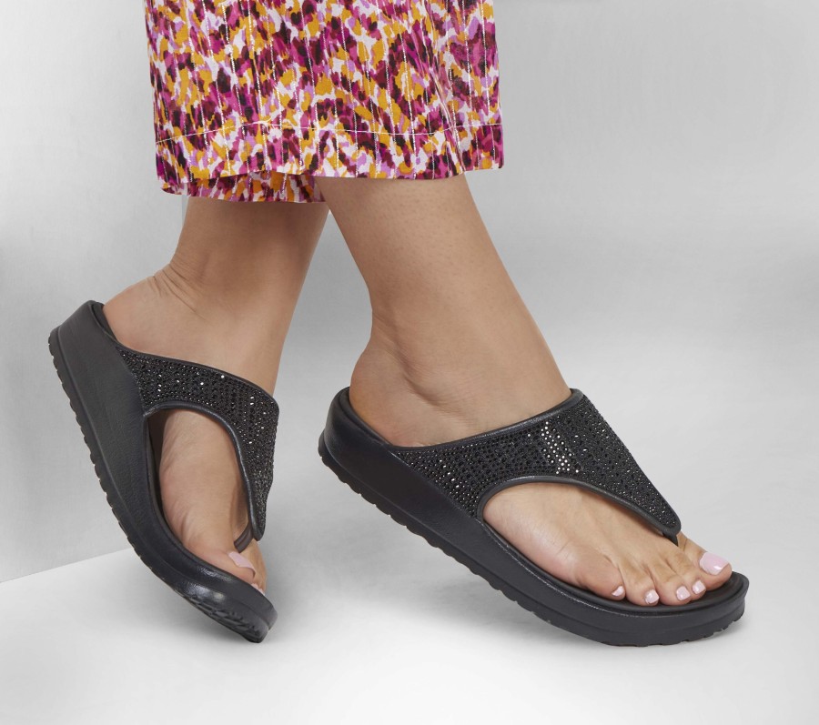 SKECHERS Foamies: Cali Breeze 2.0 - Glimmer Love Black Sandals