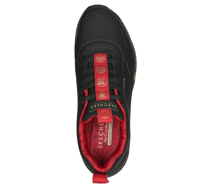 SKECHERS Year Of The Rabbit: Uno - Celebrat-Airy Black / Red Athletic Sneakers