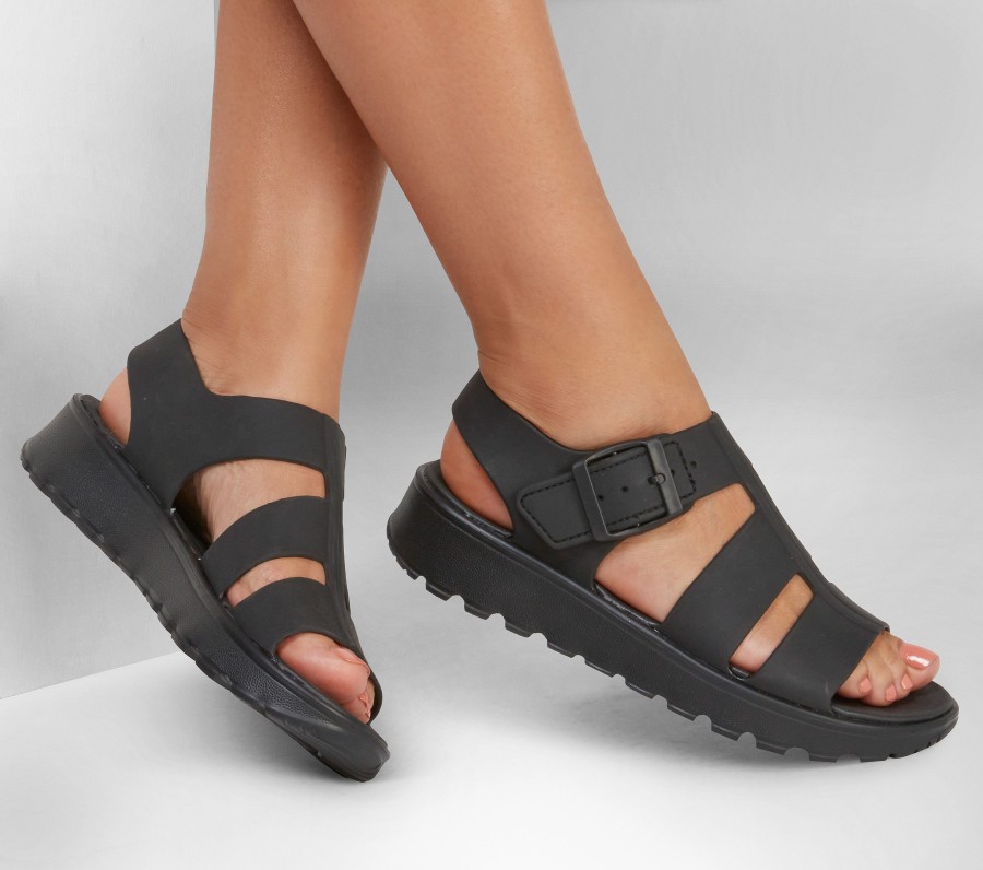 SKECHERS Foamies: Footsteps - Back To Basics Black Sandals