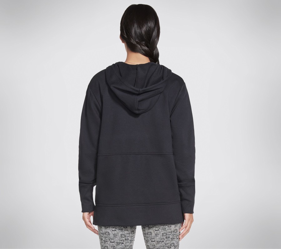 SKECHERS Bobs Apparel Rescued High Rib Front Zip Hoodie Black Tops