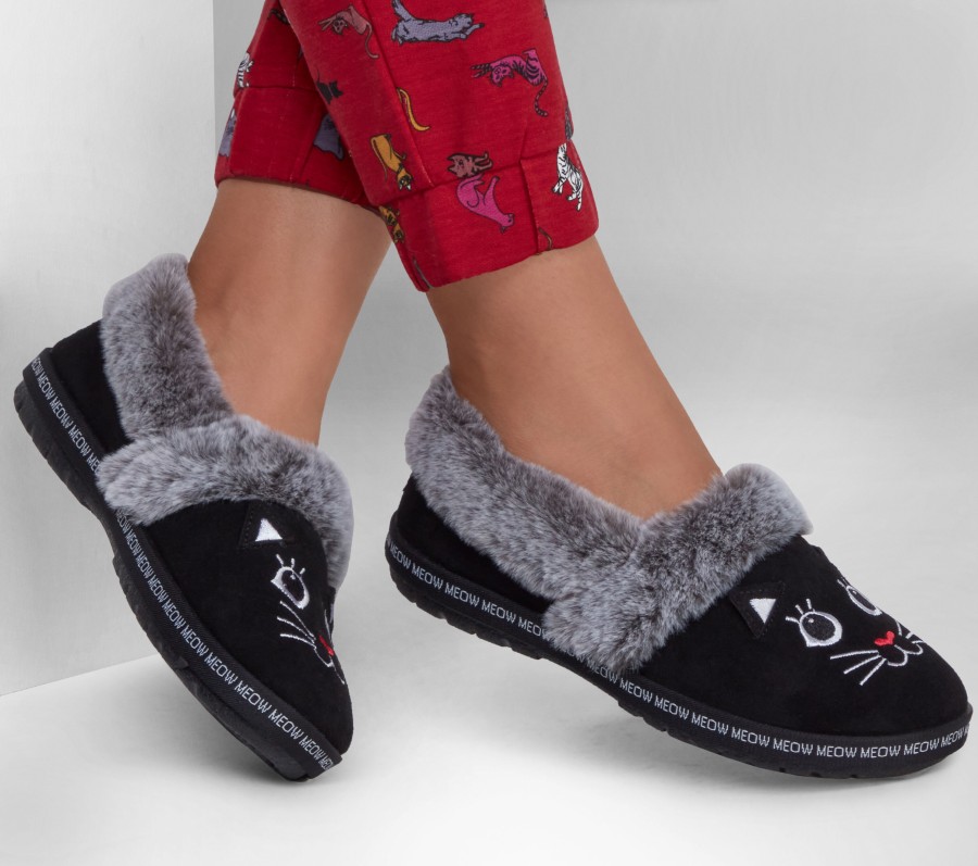 SKECHERS Bobs Too Cozy - Meow Pajamas Black Slippers