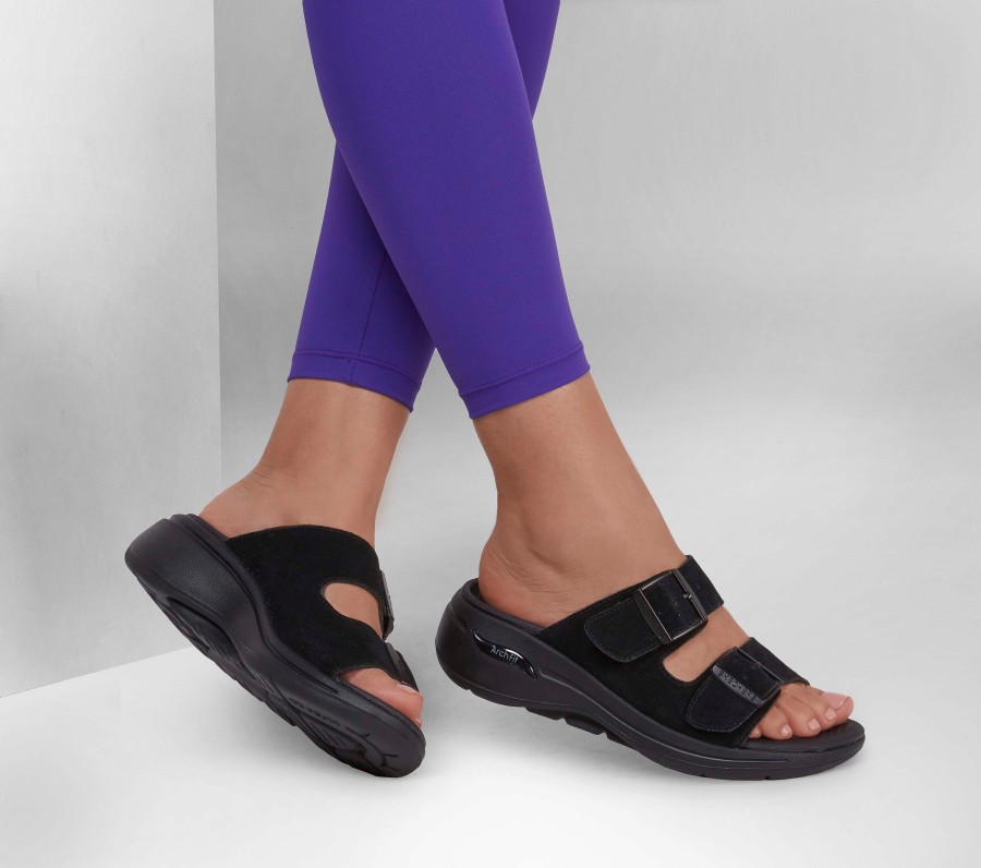 SKECHERS Go Walk Arch Fit Sandal - Destined Black Sandals