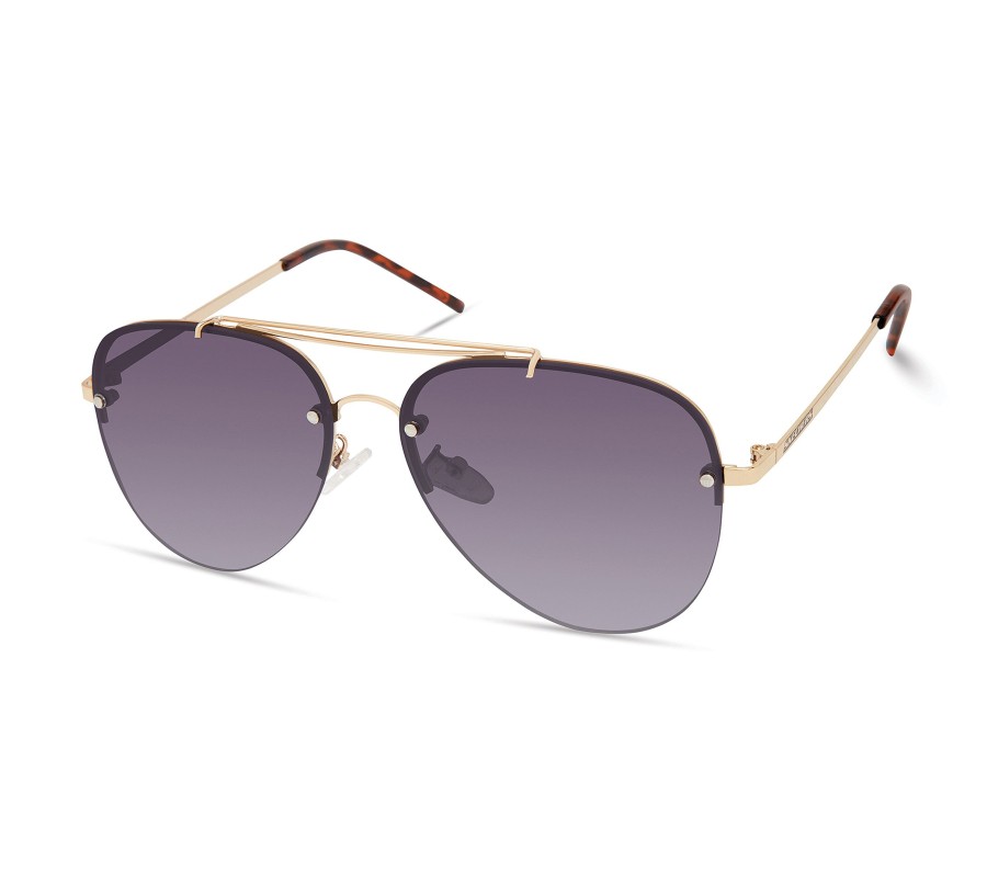 SKECHERS Semi-Rimless Metal Aviator Sunglasses Gold Accessories