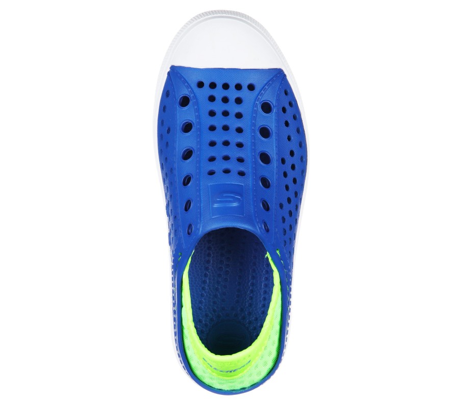 SKECHERS Foamies: Guzman Steps - Aqua Surge Blue / Lime Slip-Ons