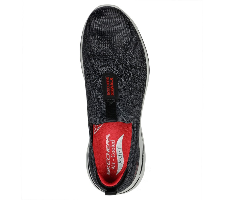 SKECHERS Go Walk Arch Fit - Linear Axis Black / Red Slip-Ons