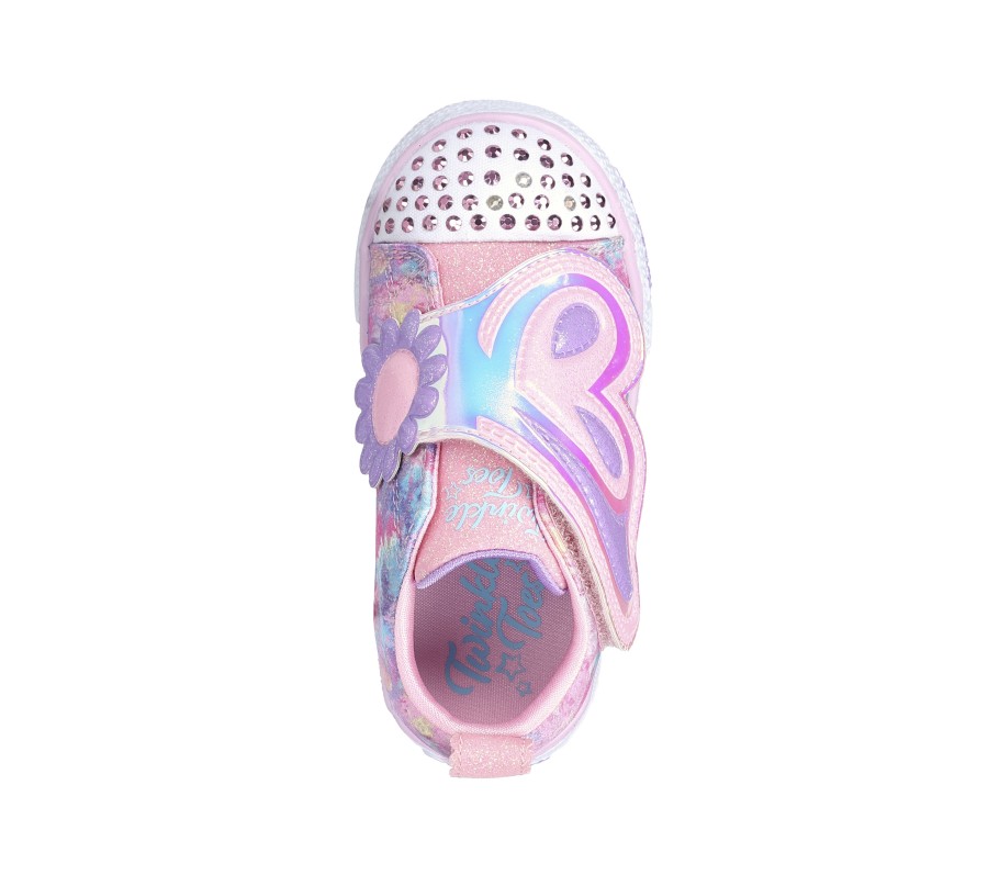 SKECHERS Twinkle Toes: Shuffle Lite - Butterfly Swirl Pink / Multi Light-Up