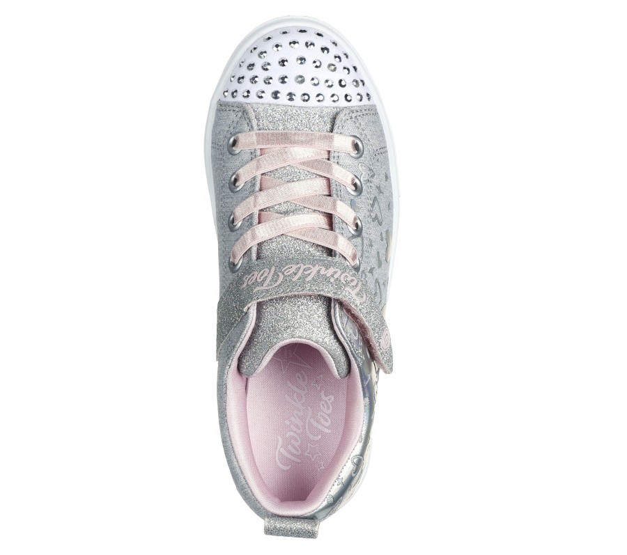 SKECHERS Twinkle Toes: Twinkle Sparks - Heather Charm Gray / Silver Light-Up