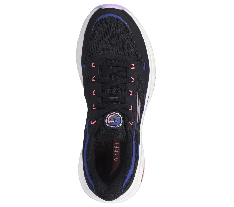 SKECHERS Go Walk Distance Walker - Fresh Look Black / Lavender Lace Up