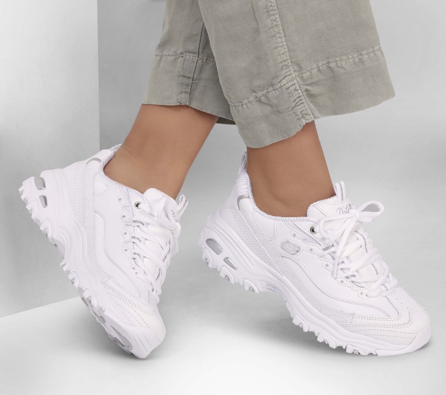 SKECHERS D'Lites - Fresh Start White / Silver Lace Up