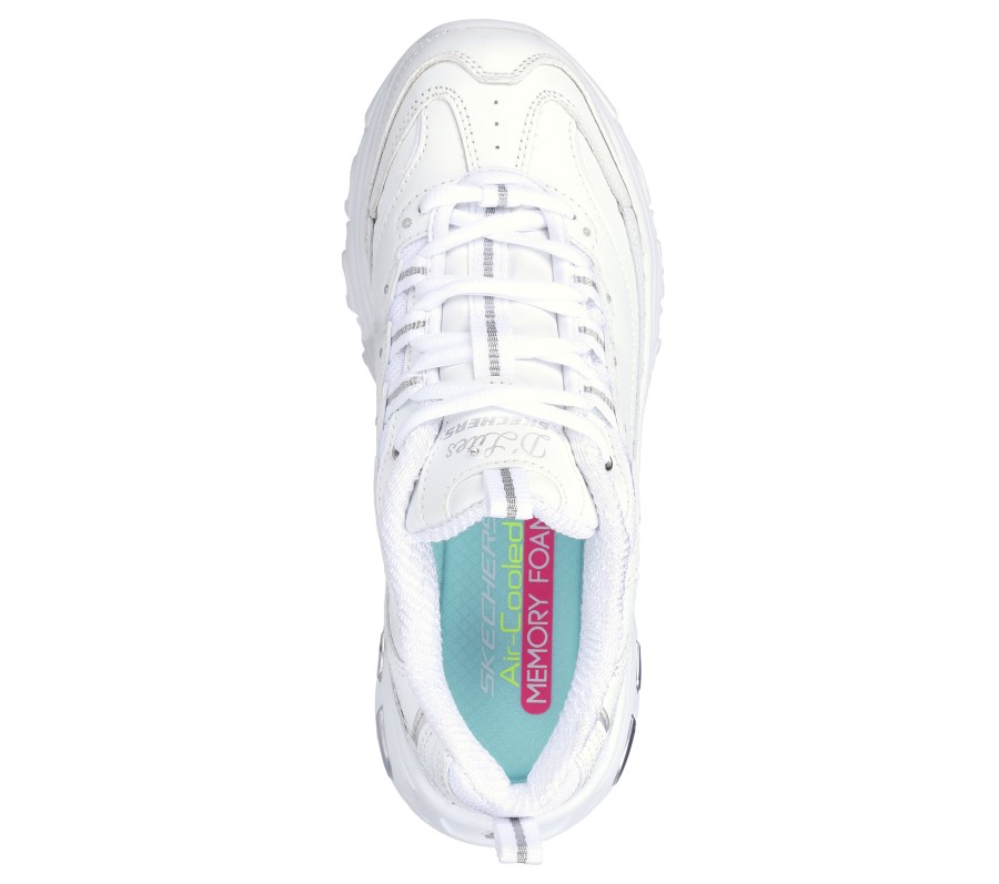 SKECHERS D'Lites - Fresh Start White / Silver Lace Up