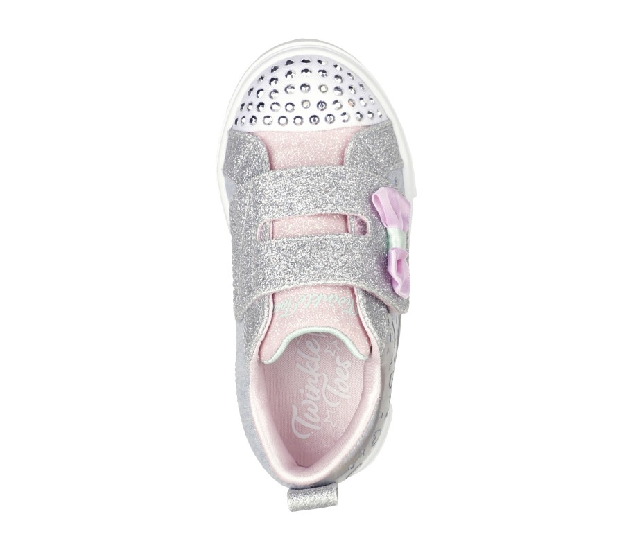 SKECHERS Twinkle Toes: Twinkle Sparks - Heather Charmer Gray / Silver Light-Up