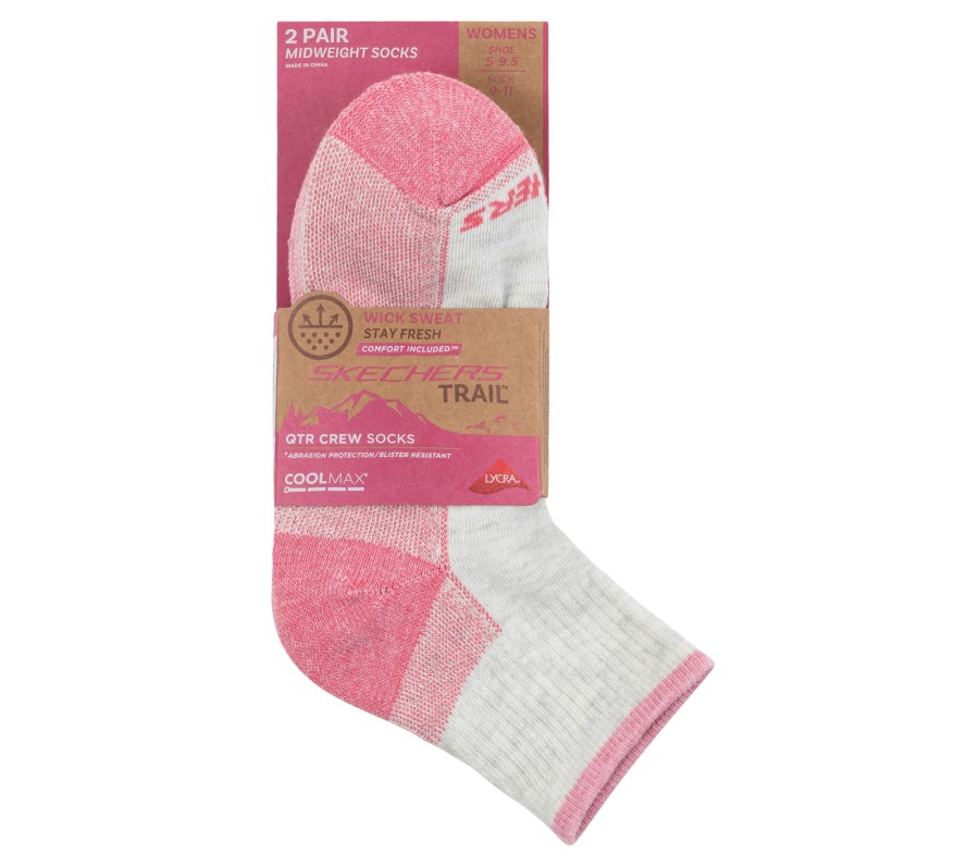 SKECHERS 2 Pack Coolmax Trail Socks Pink Accessories