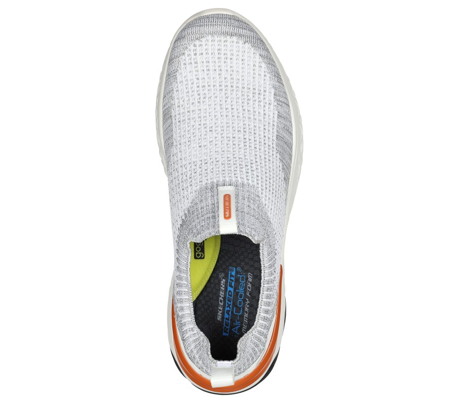 SKECHERS Bismark - Glenver White / Gray Slip-Ons