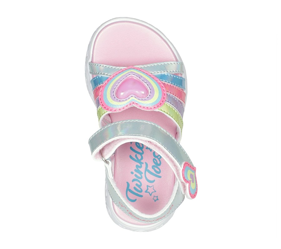 SKECHERS Twinkle Toes: Rainbow Shines - Heart Cuties Silver / Multi Sandals