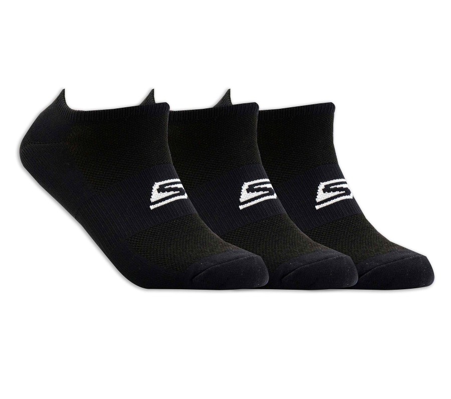 SKECHERS 3 Pack No Show Stretch Socks Black Accessories