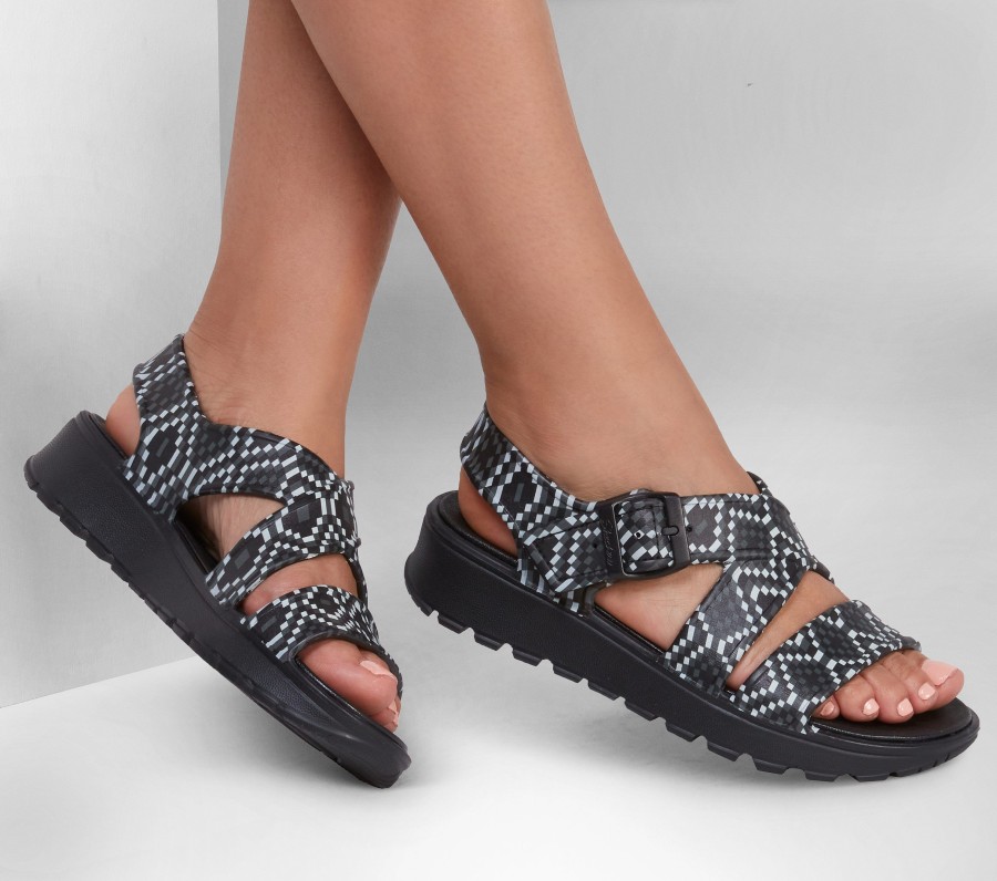 SKECHERS Foamies: Footsteps - Free Spirit Black Sandals