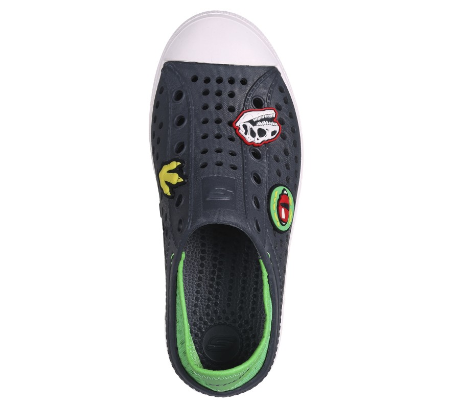 SKECHERS Foamies: Guzman Steps - Dino-Might Charcoal / Lime Slip-Ons