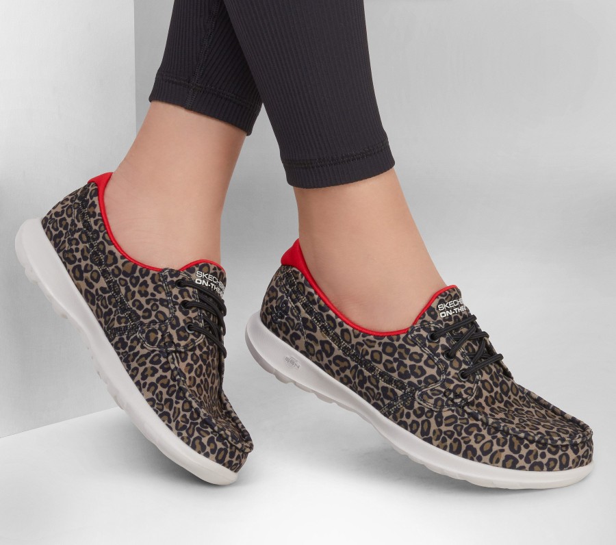 SKECHERS Go Walk Lite - So Purrty Leopard Boat Shoes