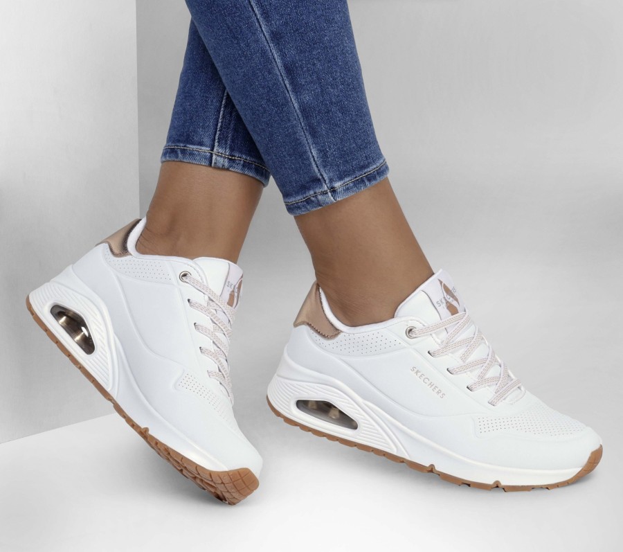 SKECHERS Uno - Shimmer Away White Wedges