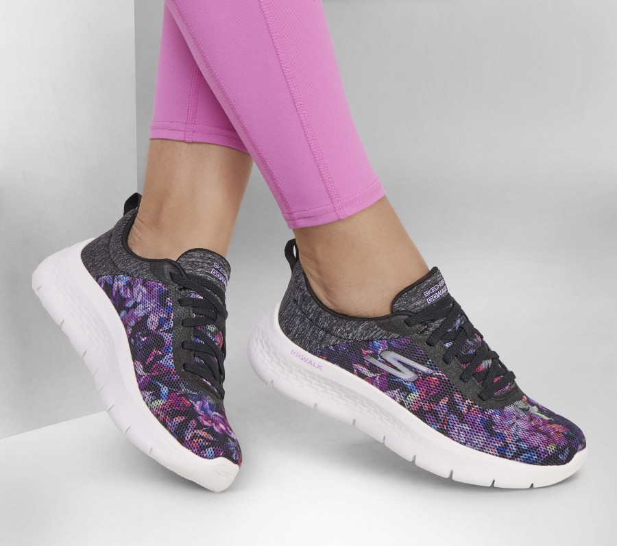 SKECHERS Go Walk Flex - Flower Zone Black / Lavender Slip-Ons